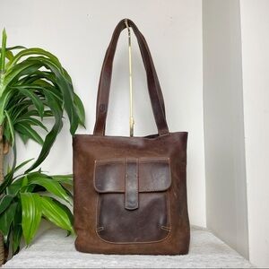 Cedano western style brown leather sturdy shoulder bag